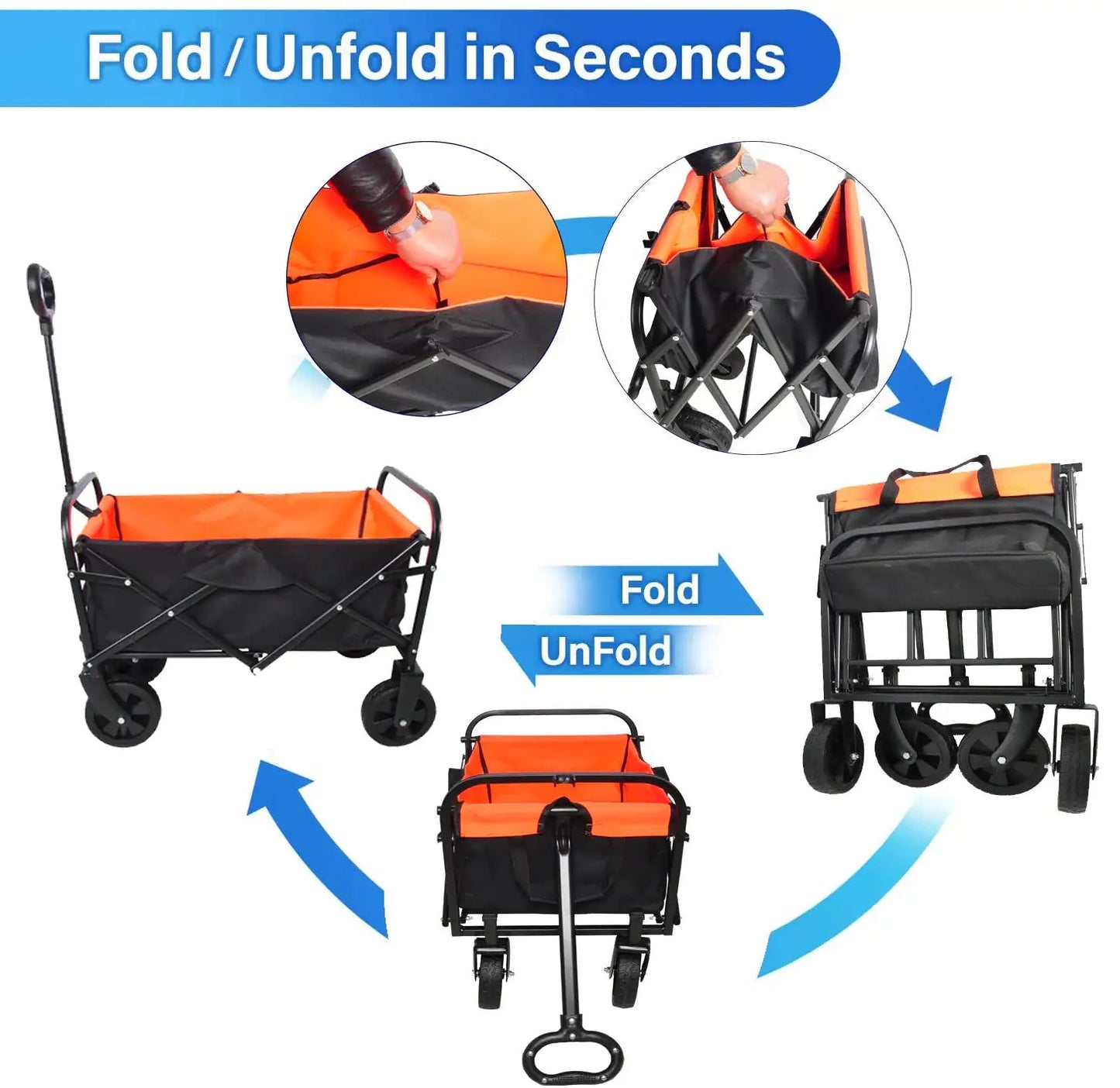 Mini Folding Wagon Garden Cart Shopping Cart Outdoor Camper Wagon Tools Cart Towed To Adventure
