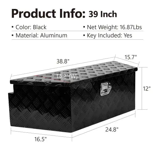 39 Inch Aluminum Utility Trailer Tongue Tool Box 5 Bar Tread Trailer Tongue Box Waterproof Under Truck Storage For Pick Up Truck Bed, RV Trailer, ATV With Lock & Keys 38.8x16.5x12 My Store
