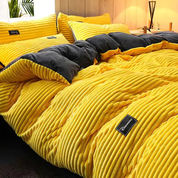 Corduroy Velvet Duvet Bedding Set Towed To Adventure