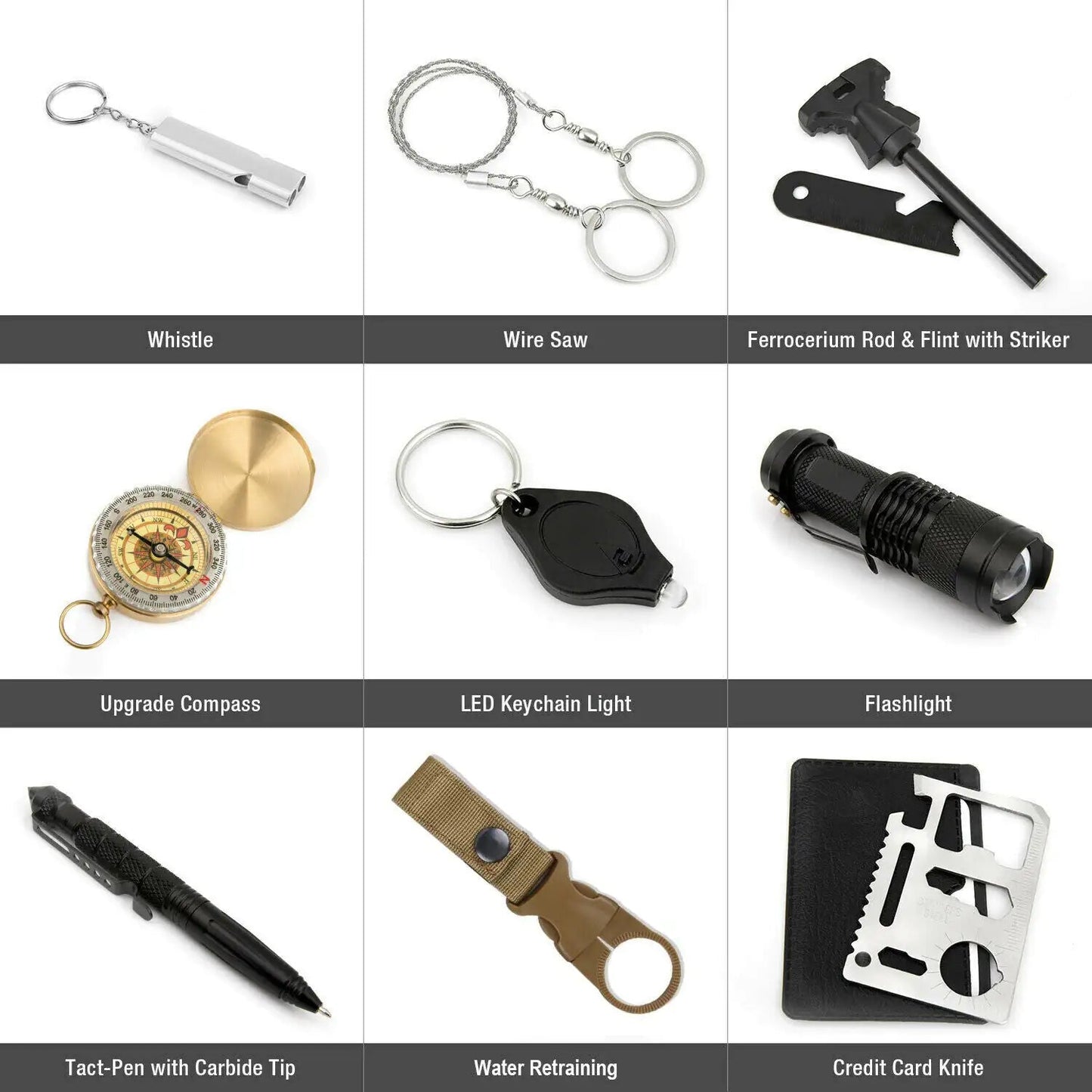14 in 1 Outdoor Emergency Survival And Safety Gear Kit Camping Tactical Tools SOS EDC Case Towed To Adventure