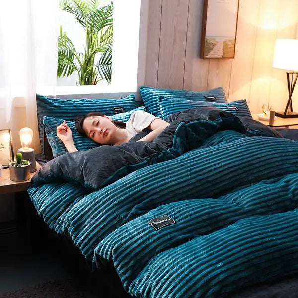 Corduroy Velvet Duvet Bedding Set Towed To Adventure