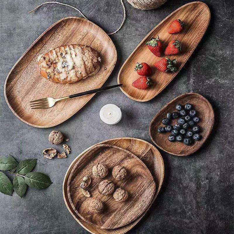 Solid Wood Pan Plate Fruit Dishes Saucer Towed To Adventure