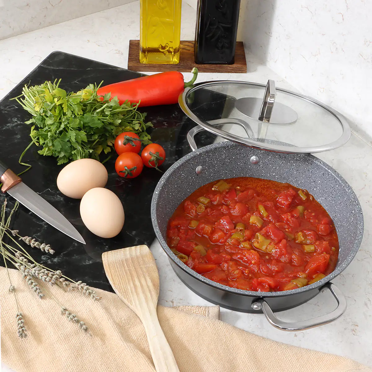 Serenk Excellence Granite Egg Pan with Glass Lid, 22 cm Towed To Adventure