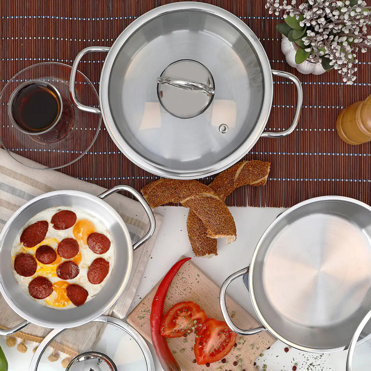 Serenk Definition 6 Pieces Stainless Steel Egg Pan Set Towed To Adventure