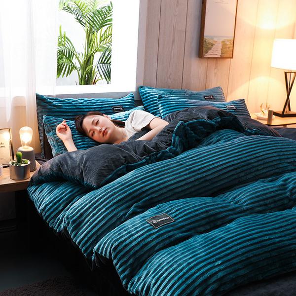 Corduroy Velvet Duvet Bedding Set Towed To Adventure
