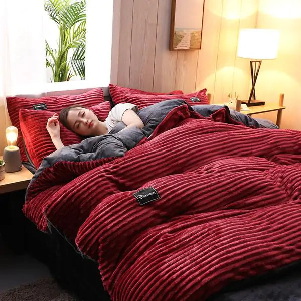 Corduroy Velvet Duvet Bedding Set Towed To Adventure