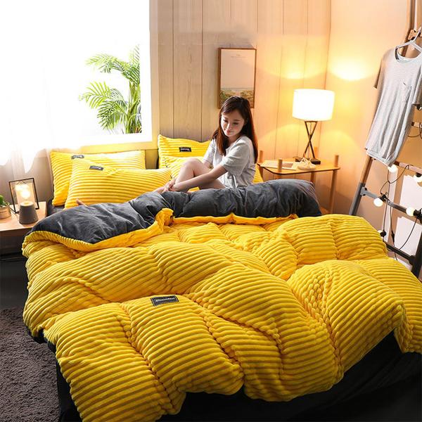 Corduroy Velvet Duvet Bedding Set Towed To Adventure