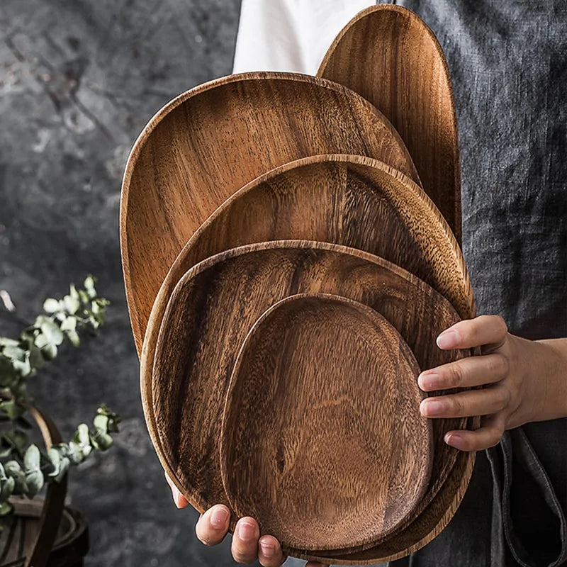 Solid Wood Pan Plate Fruit Dishes Saucer Towed To Adventure