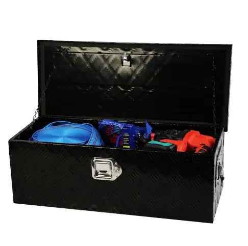 30 Inch Heavy Duty Black Aluminum 5 Bar Tread Tool Long Box Truck Pickup Trailer Toolbox Underbody Storage Lock Keys My Store