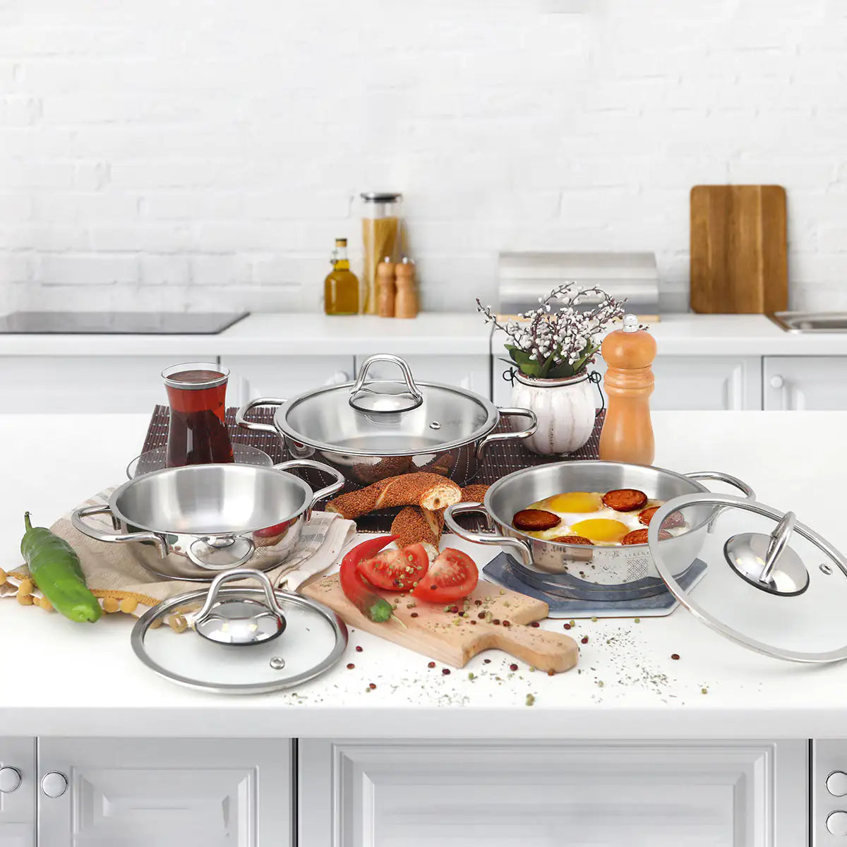 Serenk Definition 6 Pieces Stainless Steel Egg Pan Set Towed To Adventure