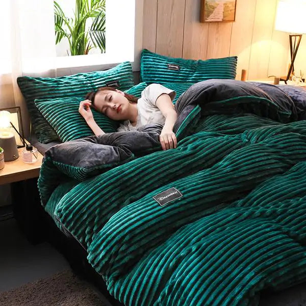 Corduroy Velvet Duvet Bedding Set Towed To Adventure