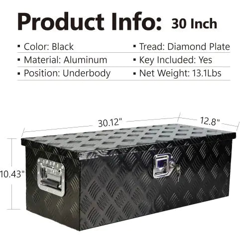 30 Inch Heavy Duty Black Aluminum 5 Bar Tread Tool Long Box Truck Pickup Trailer Toolbox Underbody Storage Lock Keys My Store