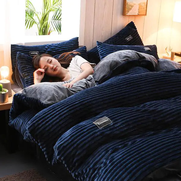 Corduroy Velvet Duvet Bedding Set Towed To Adventure