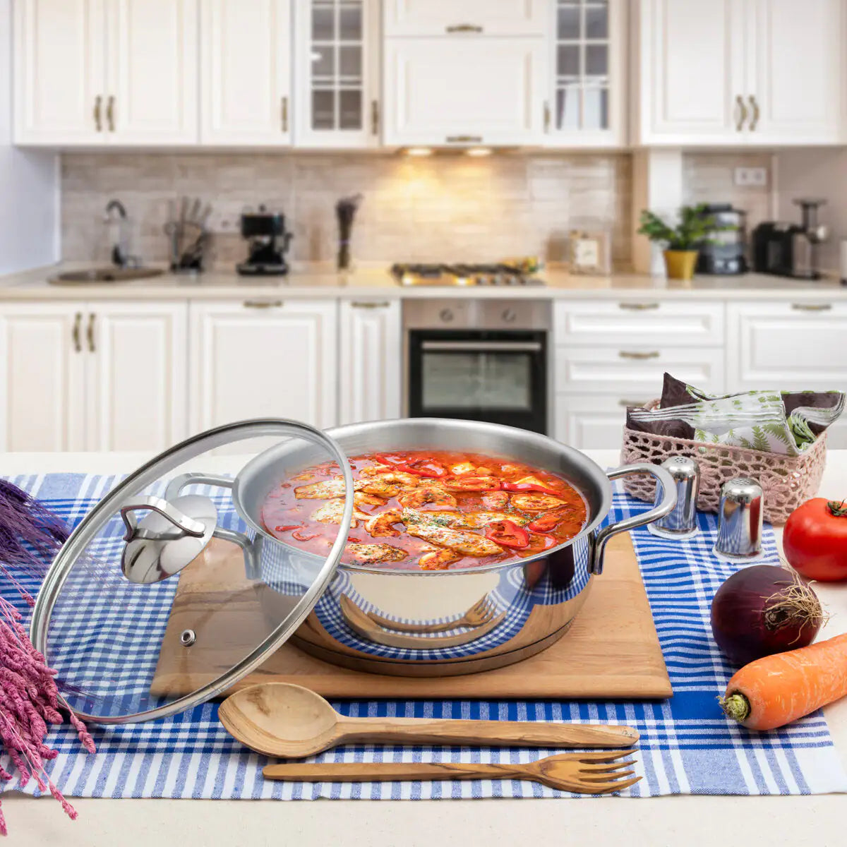 Serenk Modernist Cookware Set Saute Pan Stock Pot, 4 pcs Towed To Adventure