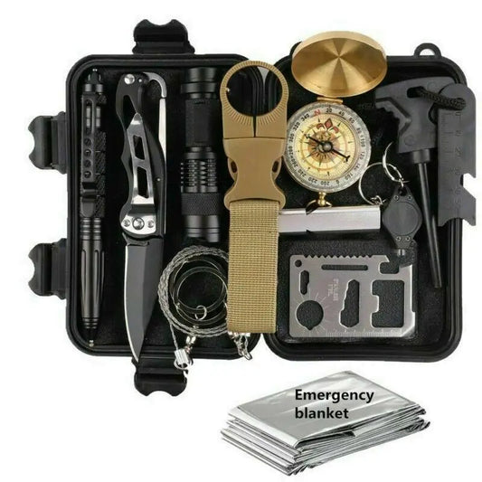 14 in 1 Outdoor Emergency Survival And Safety Gear Kit Camping Tactical Tools SOS EDC Case Towed To Adventure