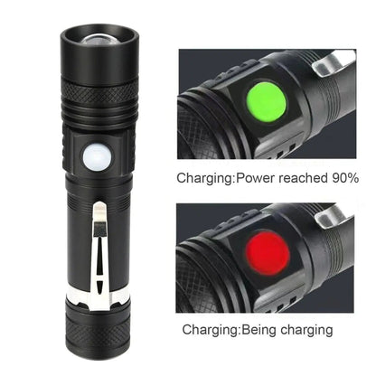 Super Bright 90000LM LED Tactical Flashlight Zoomable With Rechargeable Battery Towed To Adventure