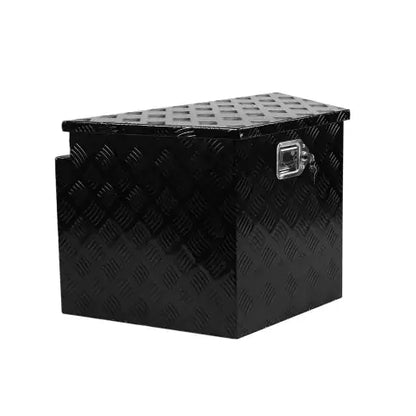 33 Inch Heavy Duty Diamond Plate Aluminum Trailer Tongue Box Pickup Truck Tool Box Storage Organizer With Weather Resistant Seal, Lock   Keys   Black 32.5x20.5x18.3