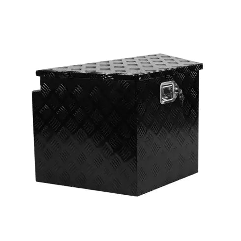 33 Inch Heavy Duty Diamond Plate Aluminum Trailer Tongue Box Pickup Truck Tool Box Storage Organizer With Weather Resistant Seal, Lock   Keys   Black 32.5x20.5x18.3