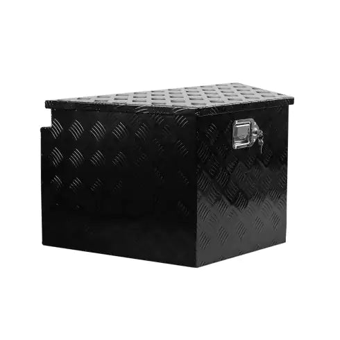 33 Inch Heavy Duty Diamond Plate Aluminum Trailer Tongue Box Pickup Truck Tool Box Storage Organizer With Weather Resistant Seal, Lock   Keys   Black 32.5x20.5x18.3