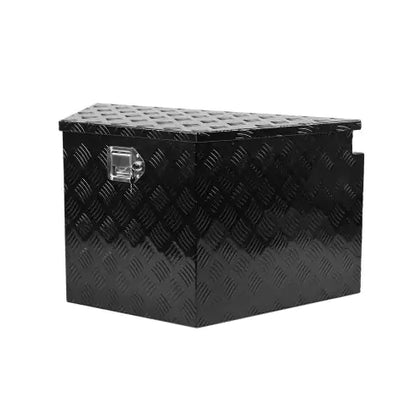 33 Inch Heavy Duty Diamond Plate Aluminum Trailer Tongue Box Pickup Truck Tool Box Storage Organizer With Weather Resistant Seal, Lock   Keys   Black 32.5x20.5x18.3