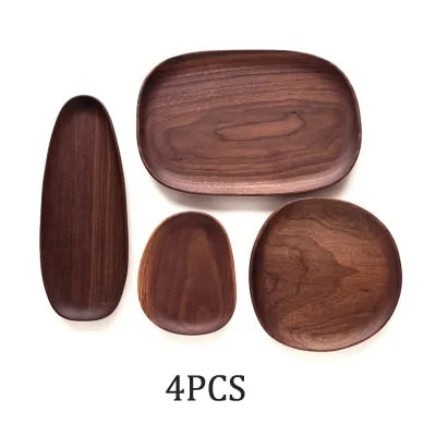 Solid Wood Pan Plate Fruit Dishes Saucer