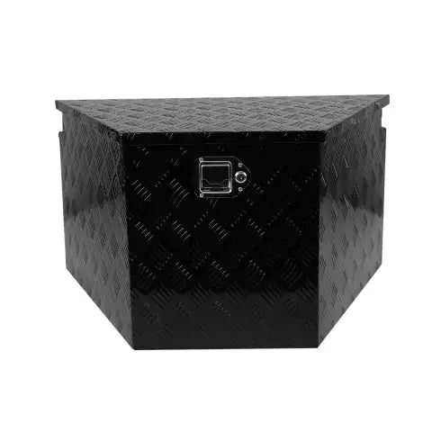 33 Inch Heavy Duty Diamond Plate Aluminum Trailer Tongue Box Pickup Truck Tool Box Storage Organizer With Weather Resistant Seal, Lock   Keys   Black 32.5x20.5x18.3