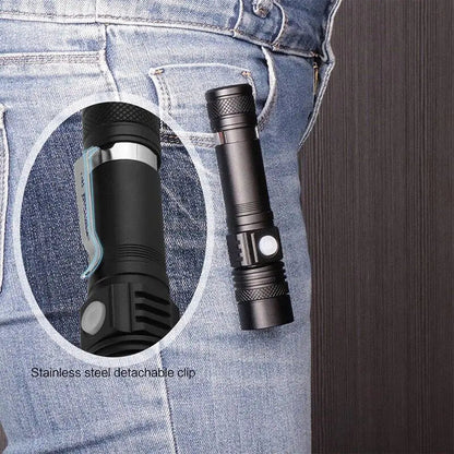 Super Bright 90000LM LED Tactical Flashlight Zoomable With Rechargeable Battery Towed To Adventure