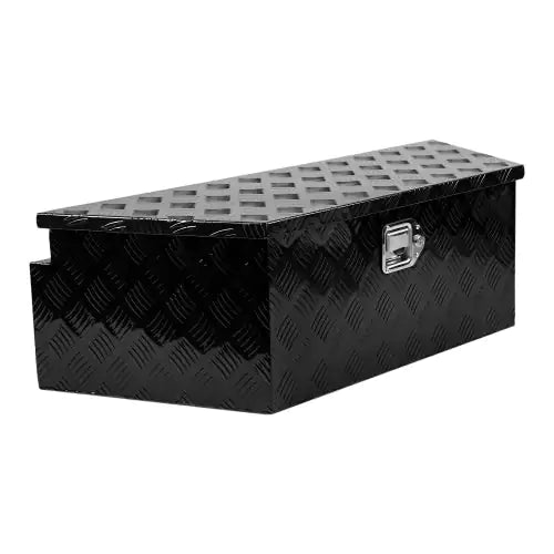 39 Inch Aluminum Utility Trailer Tongue Tool Box 5 Bar Tread Trailer Tongue Box Waterproof Under Truck Storage For Pick Up Truck Bed, RV Trailer, ATV With Lock & Keys 38.8x16.5x12